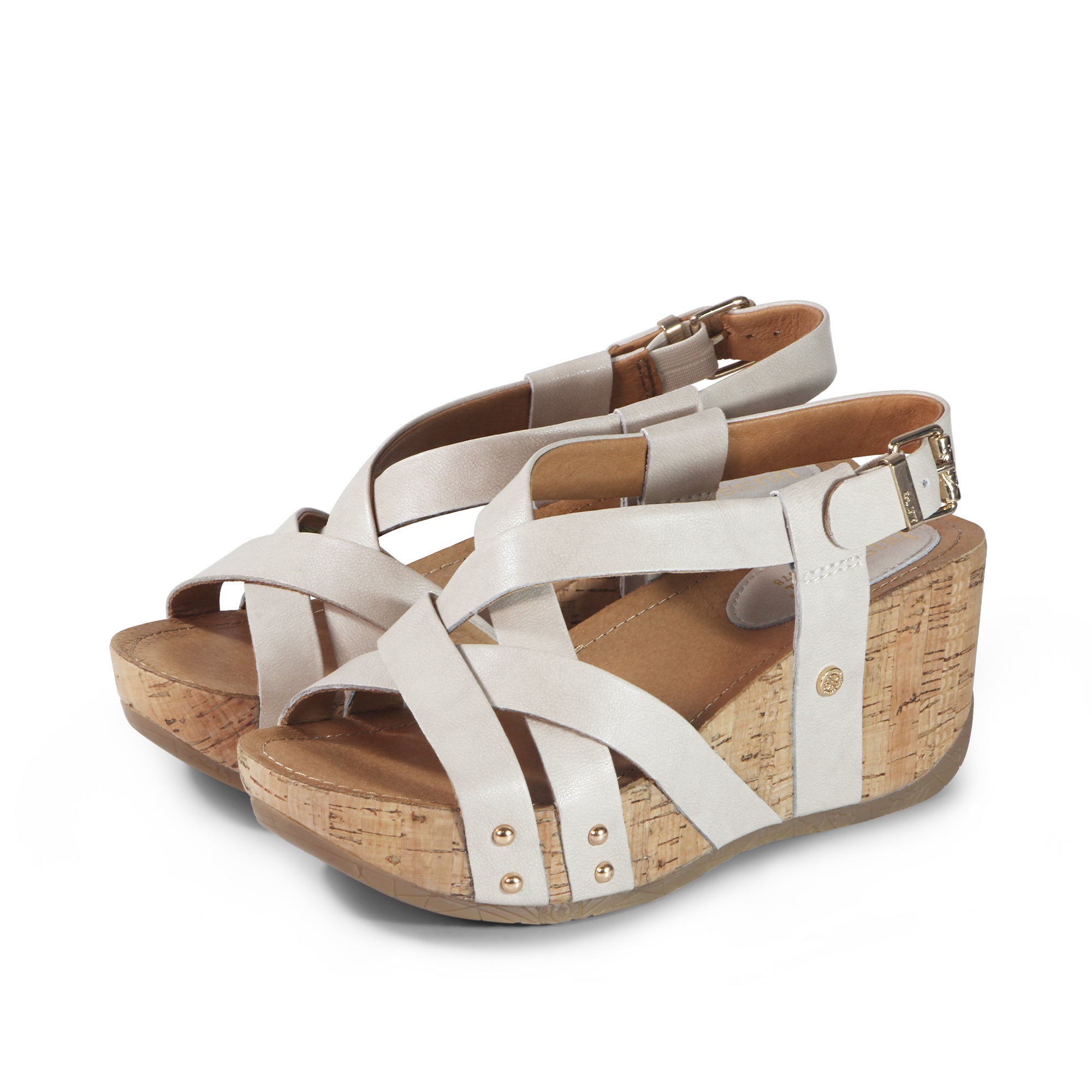 Formentera Cross Straps Wedge Sandals (Ivory) – bussola
