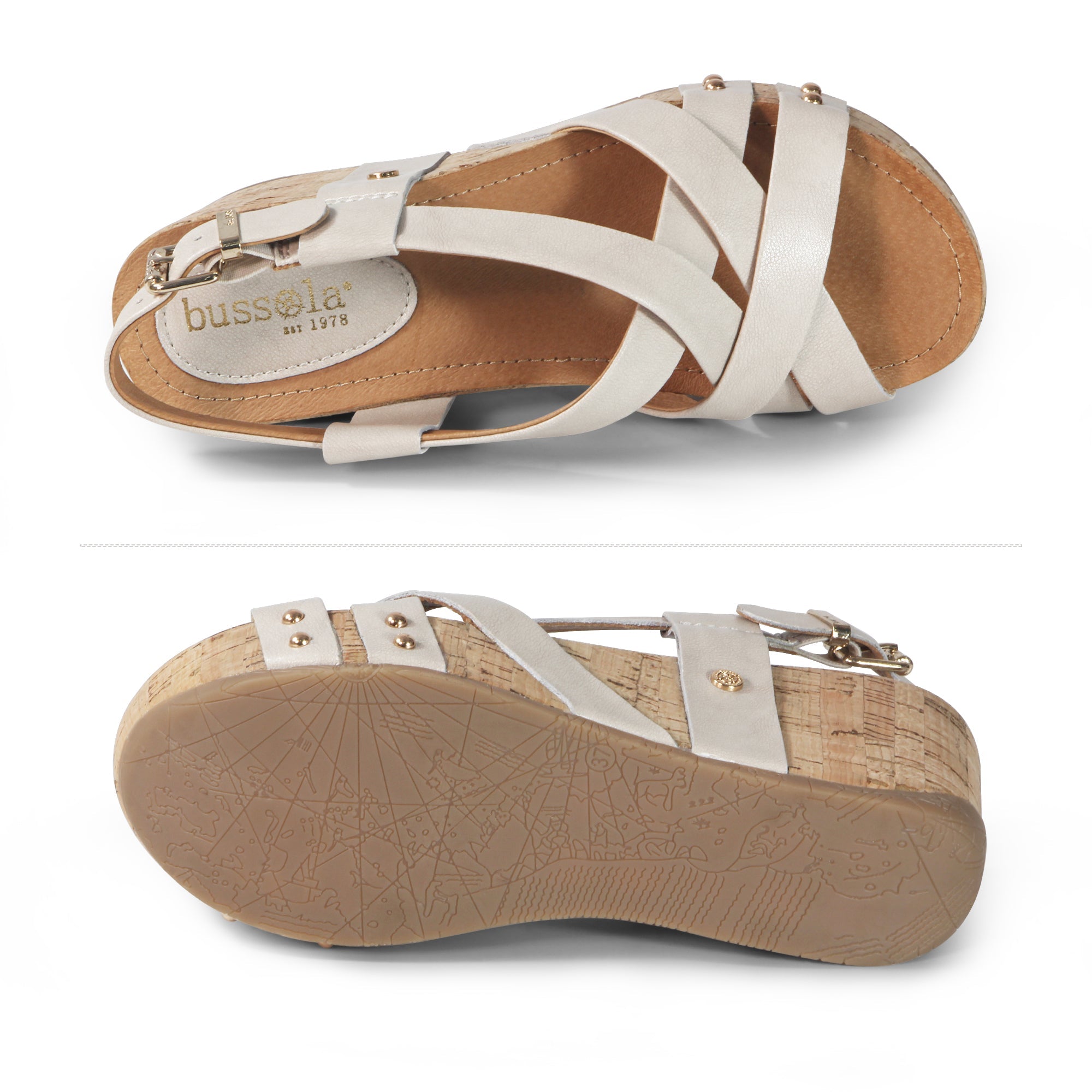 Formentera Cross Straps Wedge Sandals (Ivory) – bussola