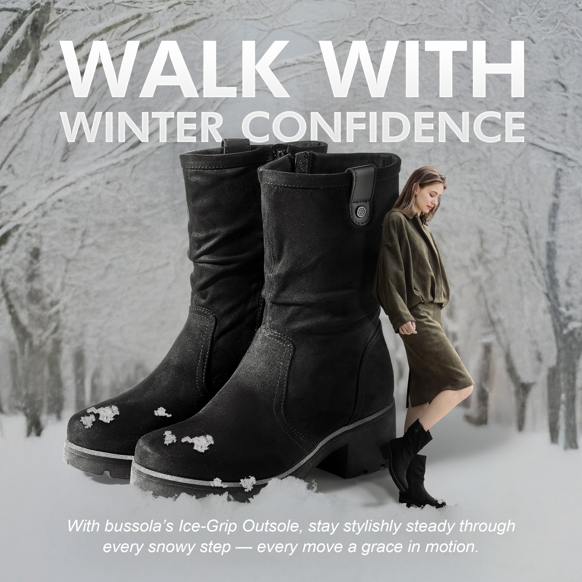 Palermo Ice-Grip Slouchy Mid-Calf Boots (Star Black) – bussola