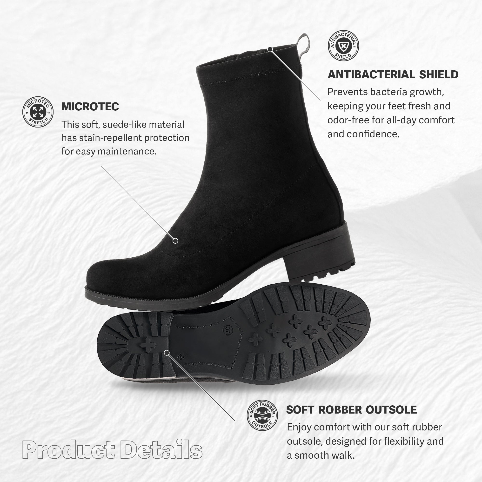 Alba Zip-Up Ankle Boots (Star Black) – bussola