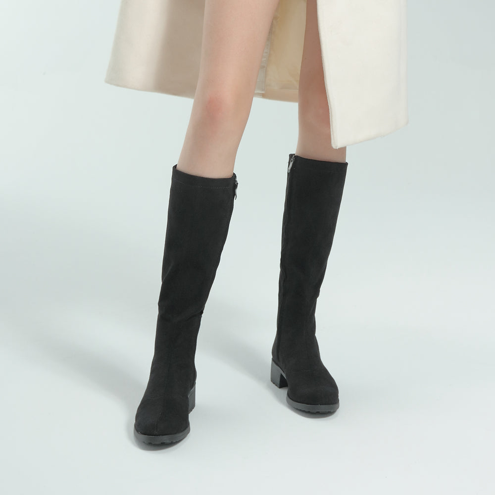 Alba Suede Knee-High Boots (Nero) – bussola