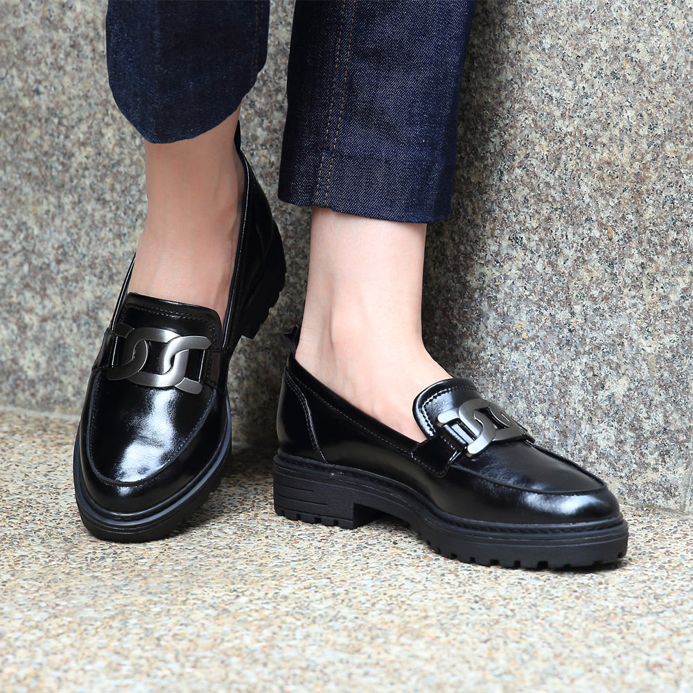 Arezzo Metallic Chain Loafers (Nero) – bussola