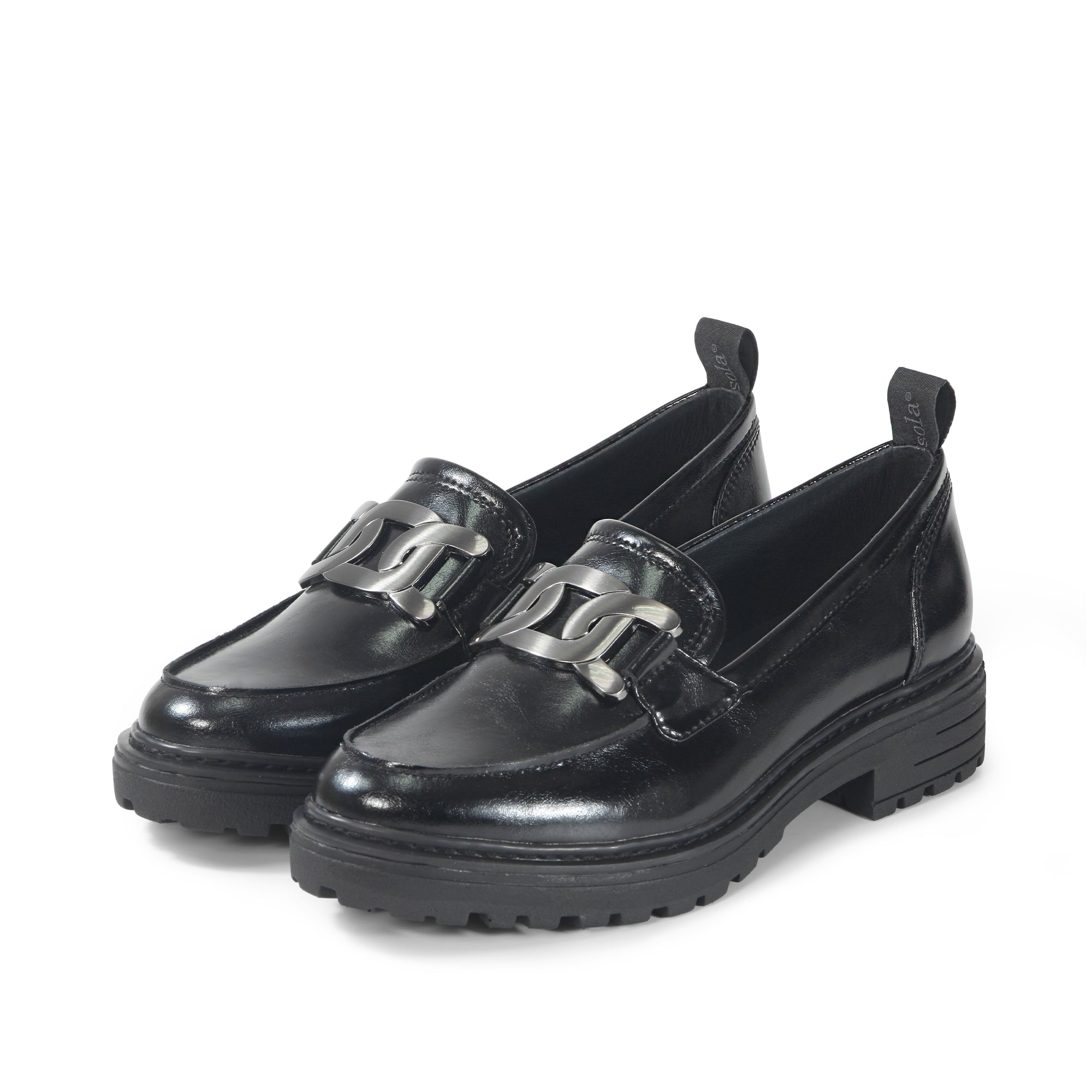Arezzo Metallic Chain Loafers (Nero) – bussola