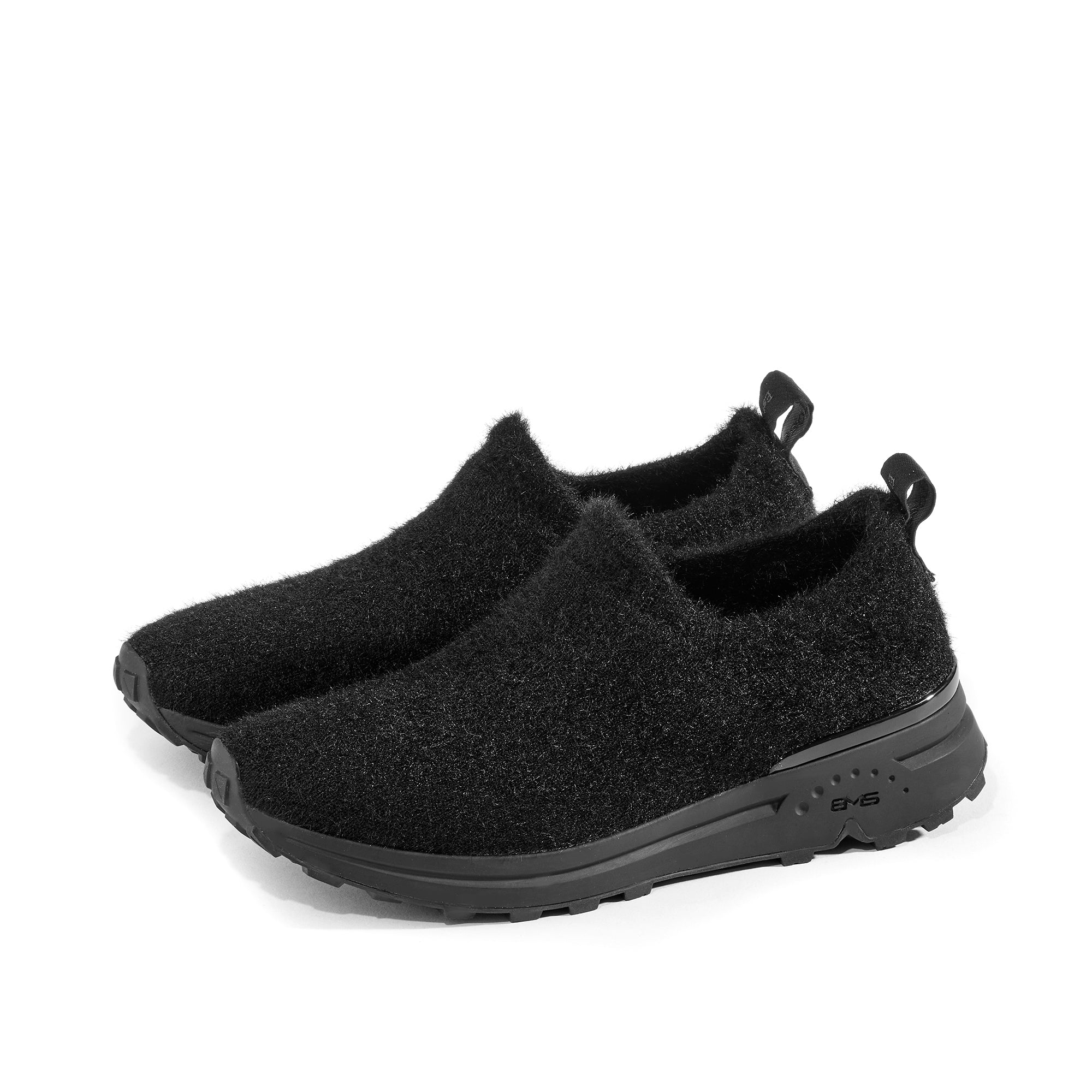 BMS Fuzzy Knit Slip-On Sneakers (Black)