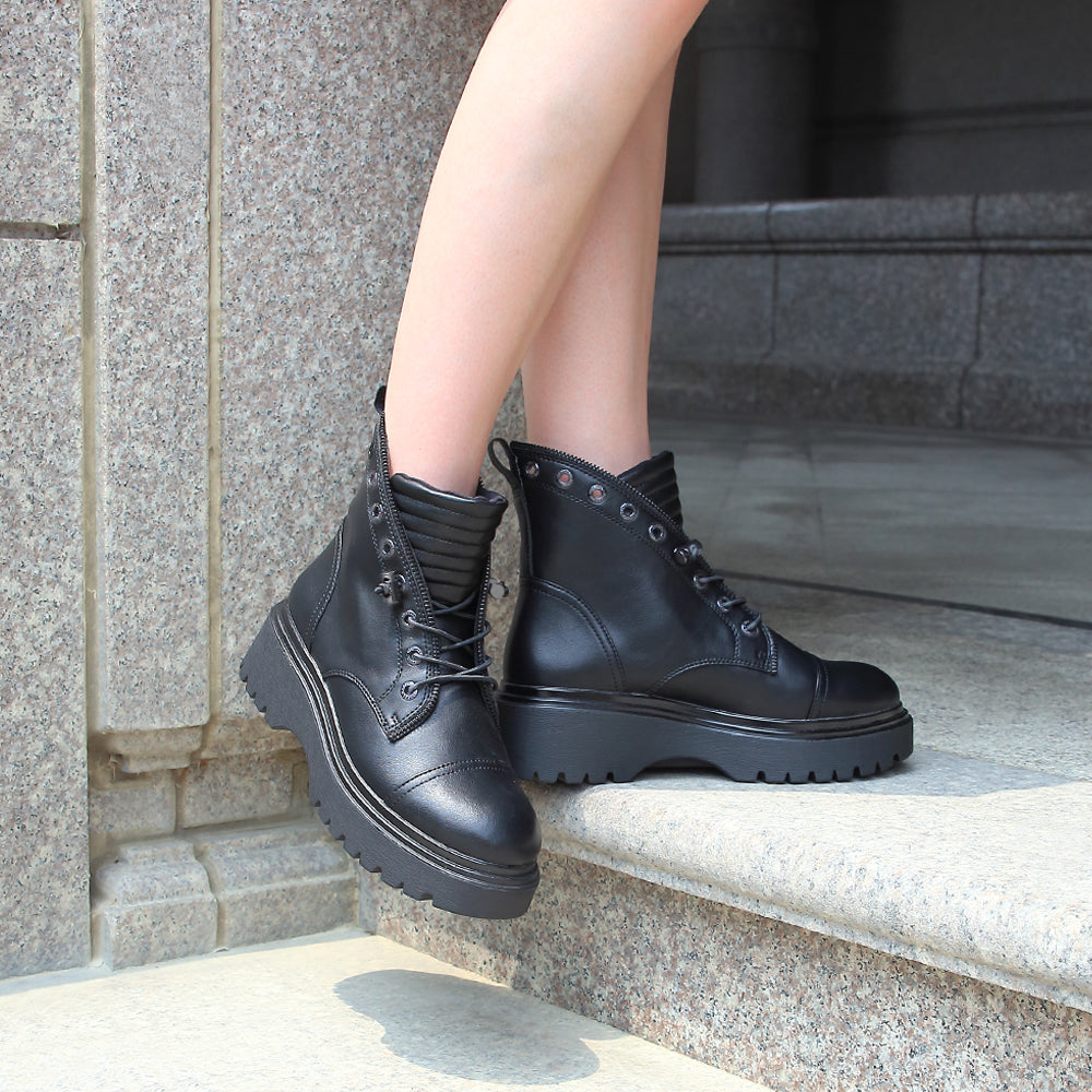 Firenze Platform Combat Boots (Nero) – bussola
