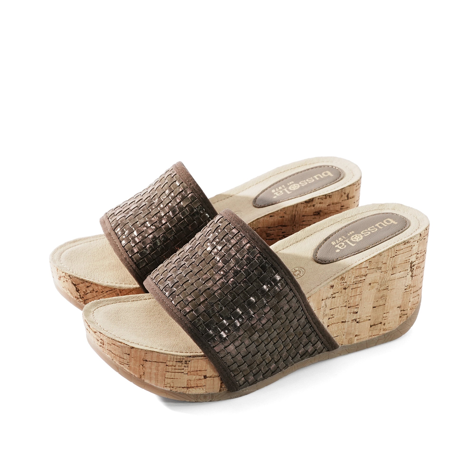 Formentera Woven Wedge Slide Sandals (Copper) – bussola