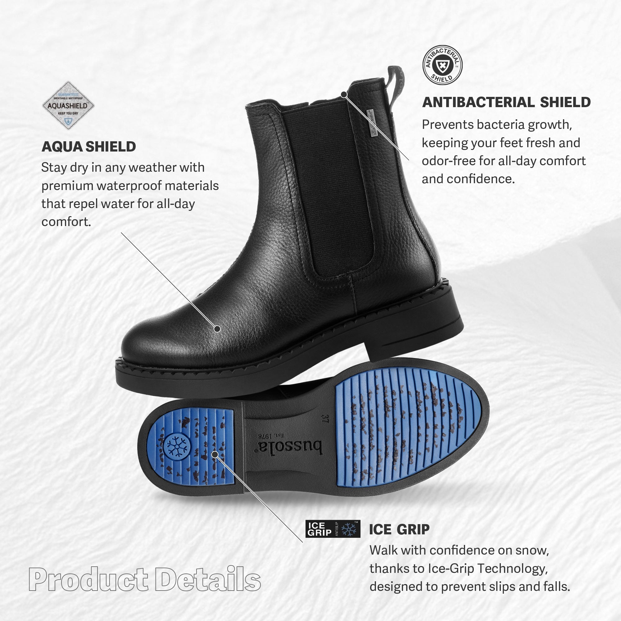 Roma Ice-Grip Waterproof Chelsea Boots (Nero) – bussola