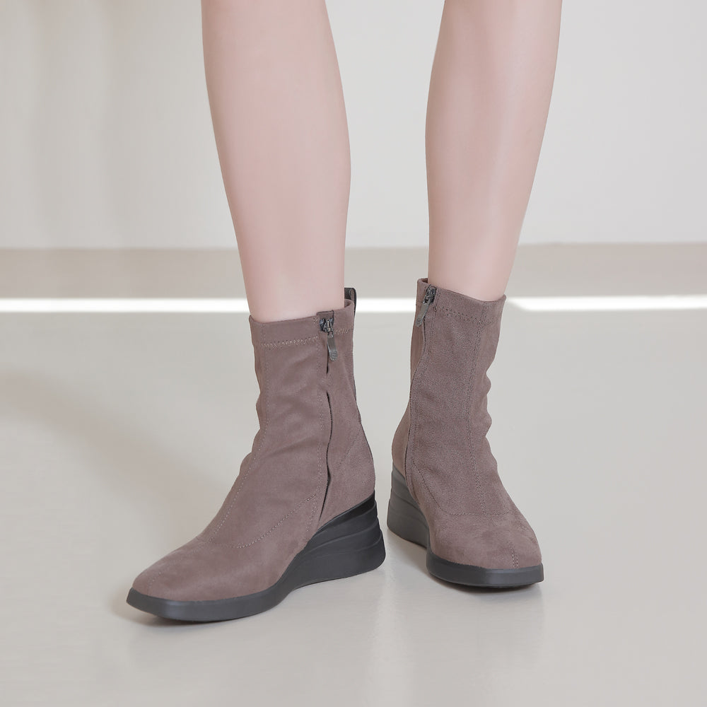 Savona Suede Wedge Boots (Taupe) – bussola