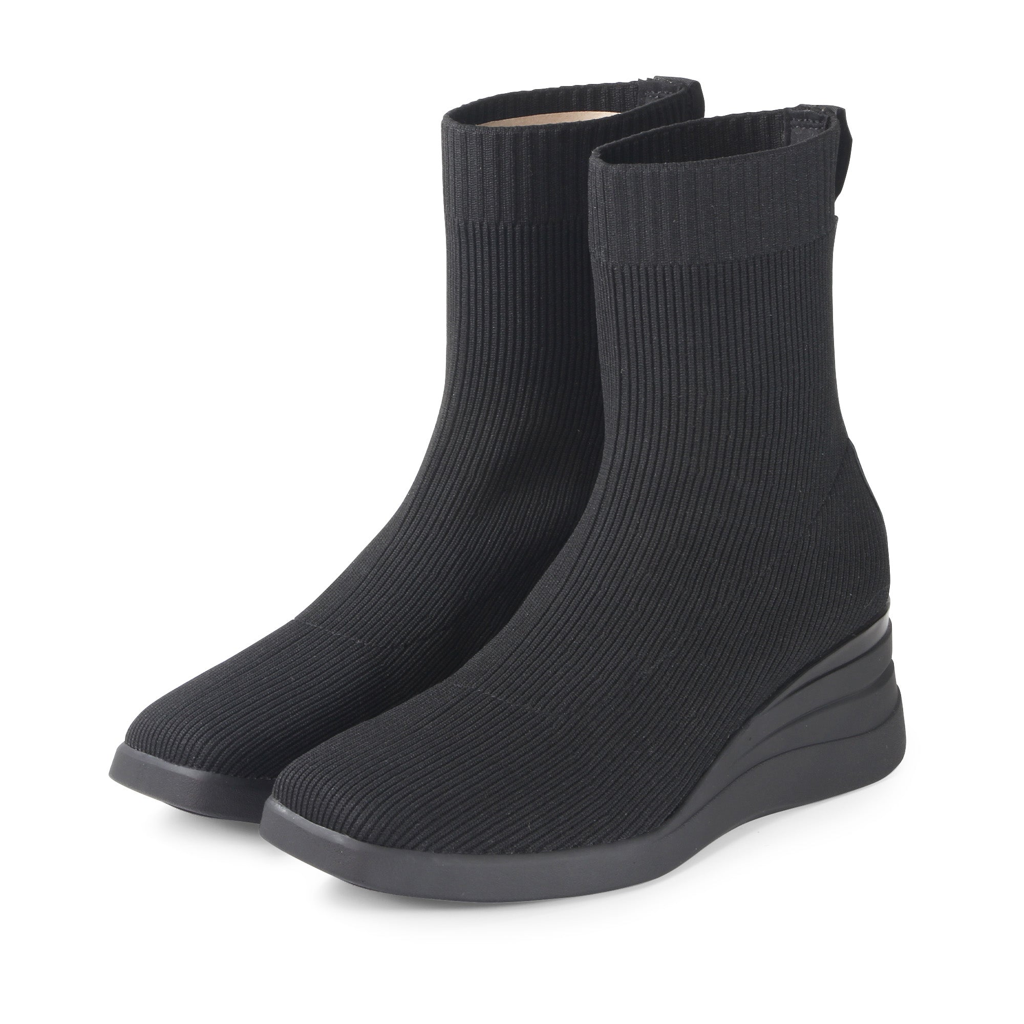 Savona Knit Wedge Boots Nero