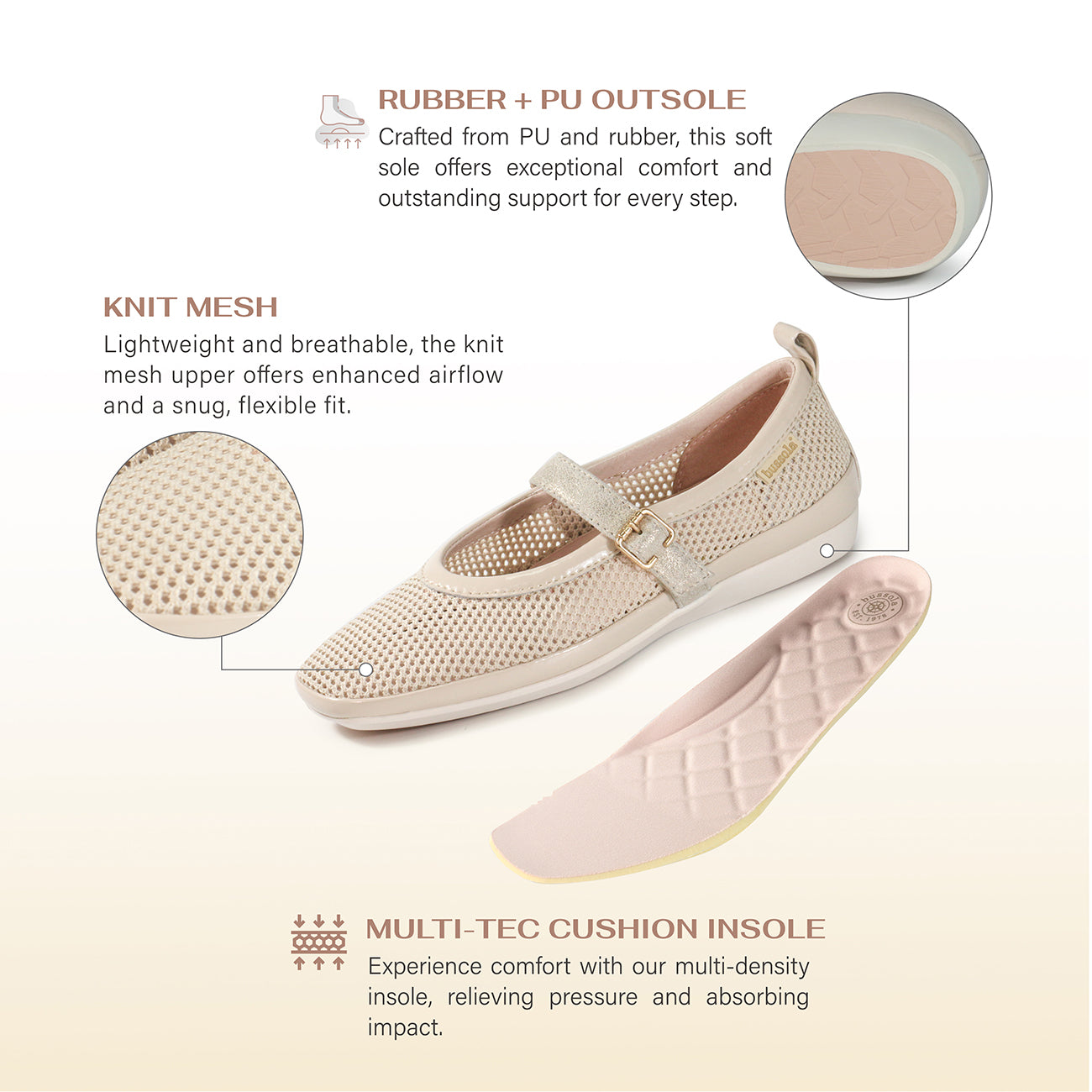 Vicenza Mesh Ballet Flats (White) – bussola